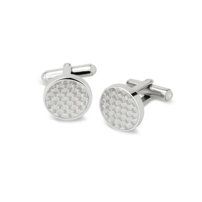 Stainless steel cufflinks with grey carbon pattern - 7FC-0005