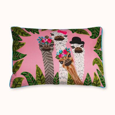 Cushion cover ostrich