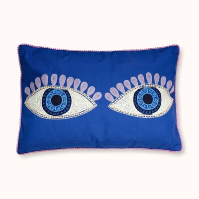 Funda de cojín Ojos Malvados Azul