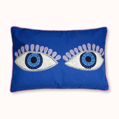Blue Evil Eyes cushion cover