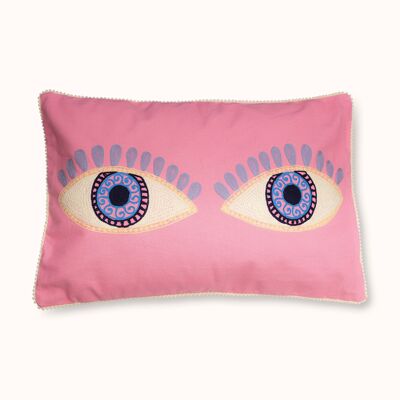 Fodera per cuscino rosa Evil Eyes