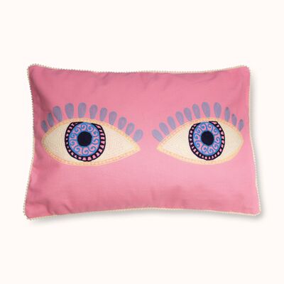 Pink Evil Eyes cushion cover