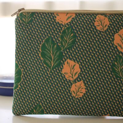 Alna green leaves zipped pouch