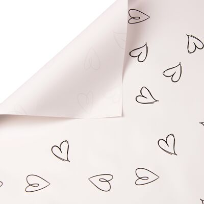 Heart-patterned foil sheet 58cm x 58cm, 20pcs - White/Black