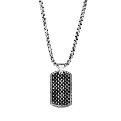 Collana in acciaio inossidabile con pendente motivo puntinato - 7FN-0007