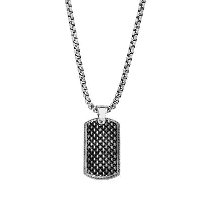 Stainless steel necklace with dotted pattern pendant - 7FN-0007