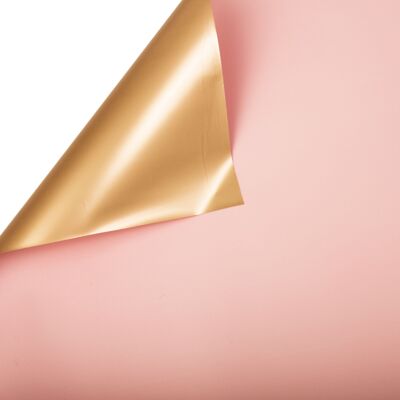Hoja de papel de aluminio rosa empolvado/dorado 58 cm x 58 cm, 20 piezas