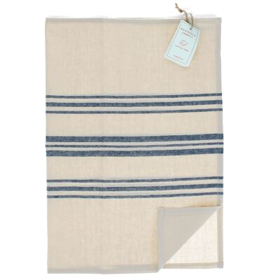 Pure Belgian linen tea towel - Blue stripe