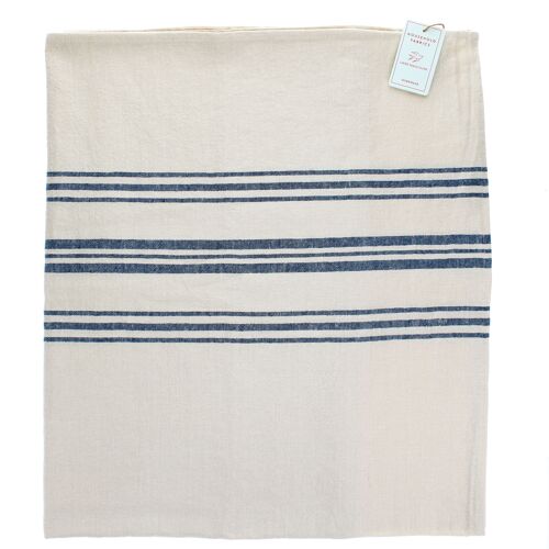 Pure Belgian linen tablecloth (120 x 180cm) - Blue stripe