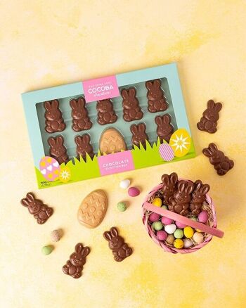 Boîte de sélection de bouchées de lapin et d'œufs en chocolat de Pâques 1