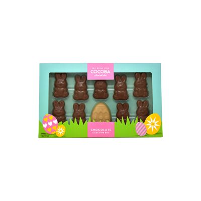 Boîte de sélection de bouchées de lapin et d'œufs en chocolat de Pâques