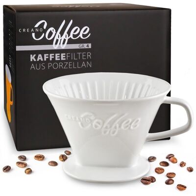 Filtro da caffè in porcellana Creano - filtro misura 4 per sacchetti filtro. 1x4 - Bianco