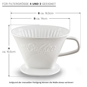 Filtre à café en porcelaine Creano - taille de filtre 4 pour la taille des sacs filtrants. 1x4 - Blanc 2