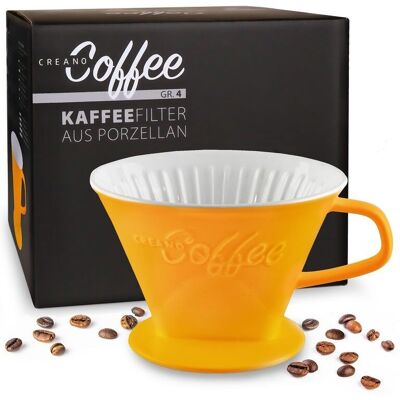 Creano Porzellan Kaffeefilter - Filter Größe 4 für Filtertüten Gr. 1x4 - Safrangelb