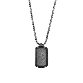 Collier 3mm chaine 35*2194mm dog tag acier antique 60cm - 7FN-0024 1