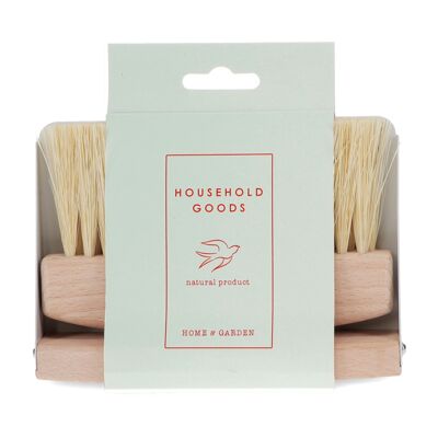 Ensemble brosse et poêle de table en bois - Gris doux