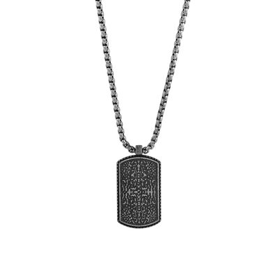 Collana 3mm catena 35*2194mm dog tags acciaio antico 60cm - 7FN-0025