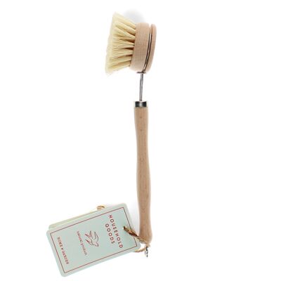 Long-handled wooden pan brush