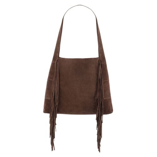 Emma - Borsa Hobo con Fringe Marrone