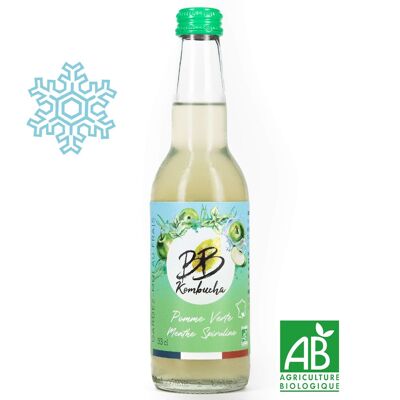 Organic green apple mint & spirulina kombucha - 33cl