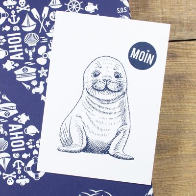 Postcard Hello seal