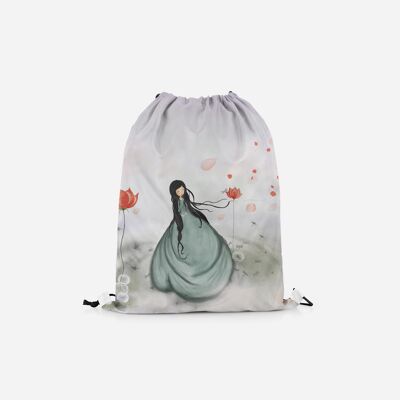 Kaede- Drawstring Backpack-handmade bag