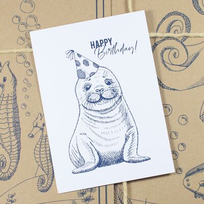 Postcard Happy Birthday Seal