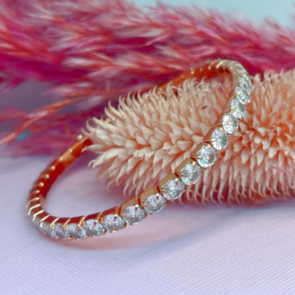 Bracelet tennis extensible en acier inoxydable rose