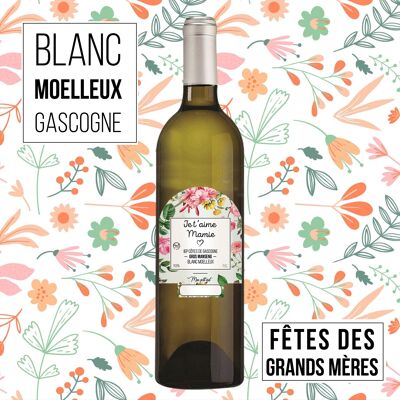 Vino de regalo "Día de las Abuelas" - IGP - Côtes de Gascogne Grand manseng blanco suave 75cl