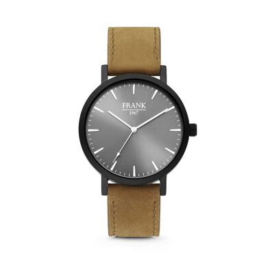 Light Brown Leather Watch with Grey Dial Ø42 mm - 7FW-0016