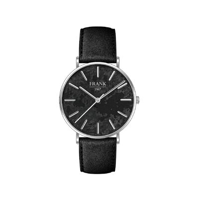 Black Leather Watch with Grey Dial Ø47 mm - 7FW-0018