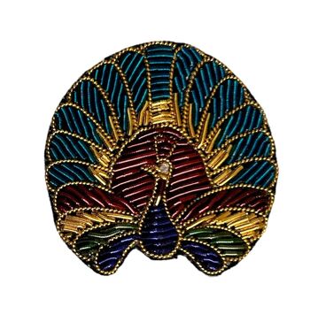 BROCHE BRODÉE PAON