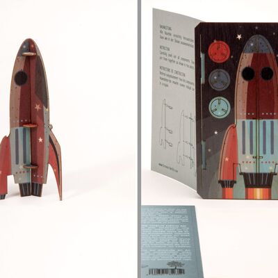 Cohete - tarjeta de felicitación decorativa 3D