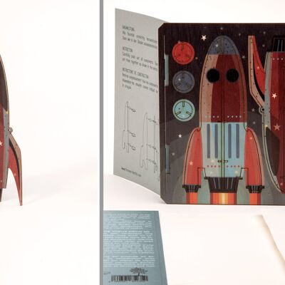 Cohete - tarjeta de felicitación decorativa 3D