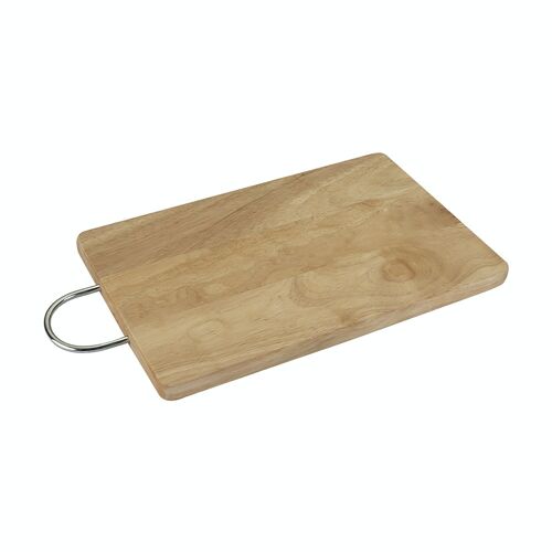 Metaltex Tabla Cocina para Cortar en Madera de Hevea con Asa Cromada 22x33 cms.