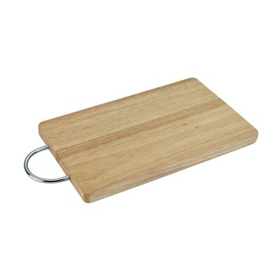 Tagliere da Cucina Metaltex in Legno Hevea con Manico Cromato 18x29 cm.