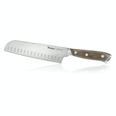 Couteau Santoku HERITAGE Line de Metaltex avec manche en bois et lame monobloc de 18 cm