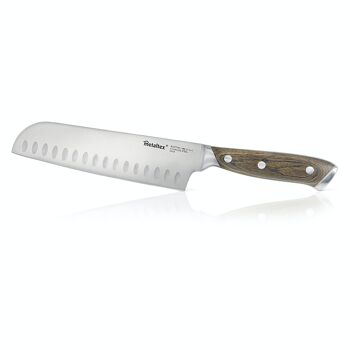 Couteau Santoku HERITAGE Line de Metaltex avec manche en bois et lame monobloc de 18 cm 1