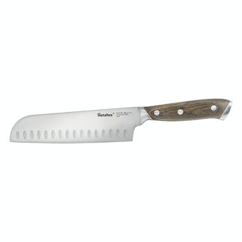 Couteau Santoku HERITAGE Line de Metaltex avec manche en bois et lame monobloc de 18 cm 2