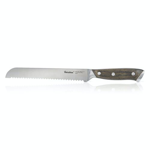 Cuchillo Pan Línea HERITAGE de Metaltex con mango de madera y hoja enteriza de 20 cm