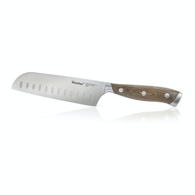 Couteau Santoku HERITAGE Line de Metaltex avec manche en bois et lame monobloc de 12,5 cm