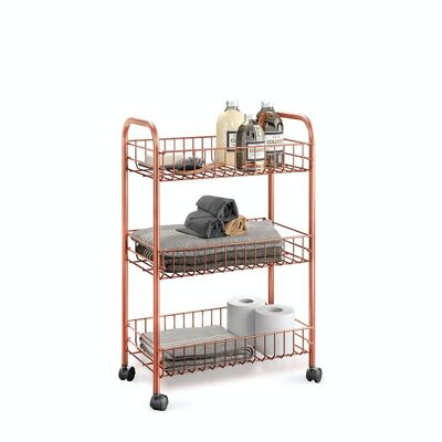 Multipurpose Trolley 3 Shelves LUGANO COPPER by Metaltex. Exclusive Polytherm® Copper coating. Copper color