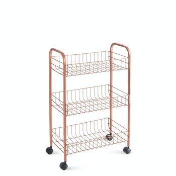 Chariot polyvalent 3 étagères LUGANO COPPER de Metaltex. Revêtement exclusif Polytherm® Cuivre. Couleur cuivre 2