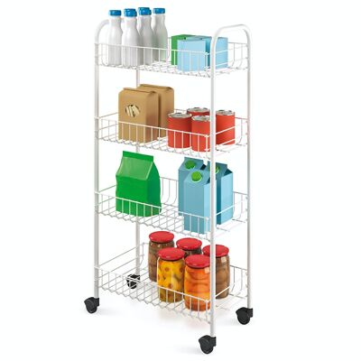 Multipurpose Trolley 4 Shelves PISA by Metaltex. White color