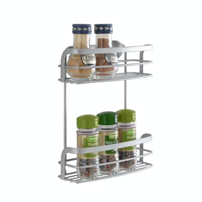 Kitchen Spice Rack 2 Levels EUREKA Series by Metaltex. Polytherm® Finish Color Gray