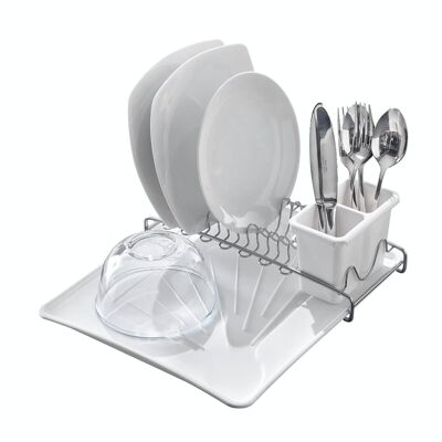 Dish Drainer with Tray and Independent Cutlery Drainer SPACETEX by Metaltex 35x31x12 cm