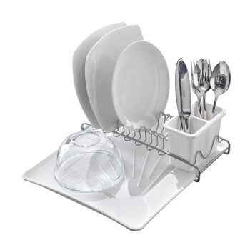 Égouttoir à vaisselle avec plateau et égouttoir à couverts indépendant SPACETEX by Metaltex 35x31x12 cm 1