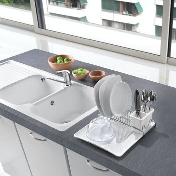 Égouttoir à vaisselle avec plateau et égouttoir à couverts indépendant SPACETEX by Metaltex 35x31x12 cm 3