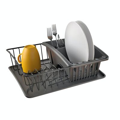 Égouttoir à vaisselle avec plateau et égouttoir à couverts indépendant AQUATEX LAVA by Metaltex 31x37x13 cm