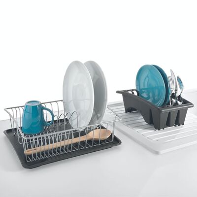 Égouttoir à vaisselle avec plateau et égouttoir à couverts indépendant AQUATEX by Metaltex 31x37x13 cm